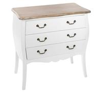 Atmosphera - Commode Chrysa Blanche et Bois - 75x38x76 cm, 3 Tiroirs, Style Romantique - Meuble de Rangement pour Chambre, Salon