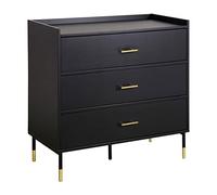 Atmosphera - Commode Tedy - 3 tiroirs - Bois et métal - Noir