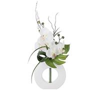 Atmosphera - Composition d'orchidées artificielles - Vase en céramique - Blanc H44 cm - Modèle 1