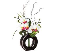 Composition d'orchidées - ATMOSPHERA - Modèle 4 - Vase céramique - H44 cm - Noir/Fuchsia