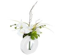 Atmosphera – Composition florale – Orchidée blanche – Vase blanc – Hauteur 44 cm