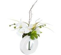 Atmosphera – Composition florale – Orchidée blanche – Vase blanc – Hauteur 44 cm