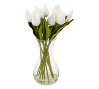 Atmosphera - Composition Tulipes avec Vase Hector Blanc h28,5cm
