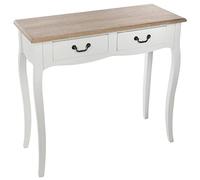 Atmosphera - Console Chrysa Blanche - 87 x 34 x 78 cm - 2 Tiroirs, Plateau Bois, Style Baroque - pour Entrée, Salon, Chambre