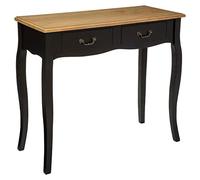 Atmosphera - Console Chrysa Noir et Bois 87 x 34 x 78 cm, 2 Tiroirs, Style Baroque - pour Entrée, Salon, Chambre