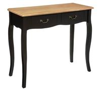 Atmosphera - Console Chrysa Noir et Bois 87 x 34 x 78 cm, 2 Tiroirs, Style Baroque - pour Entrée, Salon, Chambre