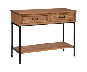 Atmosphera - Console Danik Bois et Métal Noir - L 110 cm, 2 Tiroirs, Étagère - pour Entrée, Salon, Chambre