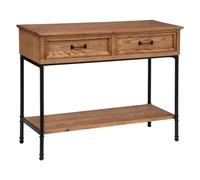 Atmosphera Console Danik Bois et Métal Noir L110 cm 2 Tiroirs Étagère