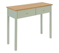 Atmosphera - Console Mohea Vert Céladon et Bois, L 100 x P 35 x H 80 cm, 2 Tiroirs - Meuble de Rangement pour Entrée, Chambre, Salon