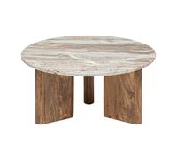 Atmosphera Coppa Table basse en marbre et bois de manguier, Ø 91 cm