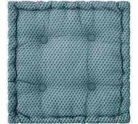 Atmosphera - Coussin de sol carré en coton à motif Otto - 38 x 38 - Bleu Canard Bleu G