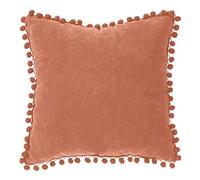 Atmosphera - Coussin déhoussable à Pompons 40x40 cm Terracotta