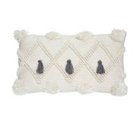 Coussin ""R.O.W."" blanc ivoire 30x50cm - Atmosphera createur d'interieur - Gris ardoise