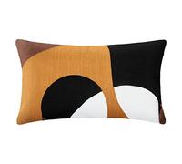 Atmosphera - Coussin Hary - Motifs brodés - Coton - Jaune Ocre - 30x50 cm