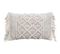 Atmosphera - Coussin Macramé rectangulaire 30x50cm Palm avec franges - Blanc Ivoire - Palm Beige G