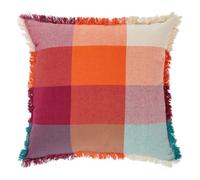 Atmosphera – Coussin déco Yucatan Madras à franges 45x45 cm Multicolore
