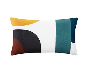 Atmosphera - Coussin Rectangulaire Hary 50 x 30 cm, Coton, Motifs Graphiques Brodés, Déhoussable - pour Salon, Chambre