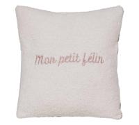 Atmosphera - Coussin Reversible Bouclette/léopard jaiko 40x40cm Blanc et Rose