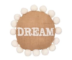 Atmosphera - Coussin Rond Dream en Jute et Coton avec Pompons D 30 cm