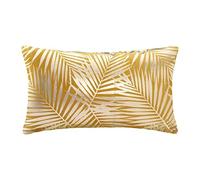 Atmosphera - Coussin Tropic en Velours Jaune Moutarde et doré 30x50 cm