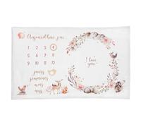Atmosphera - Couverture Étape Mensuelle 120 x 80 cm, Marqueurs en Bois Inclus - Accessoire Photo Naissance, Plaid Bébé