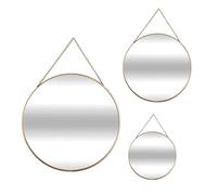 Atmosphera Miroirs ronds Leny, chaîne en métal doré, lot de 3