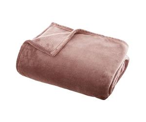 ATMOSPHERA CREATEUR D'INTERIEUR AC-Déco Plaid uni Rose - Flanel - L 150 x l 125 cm