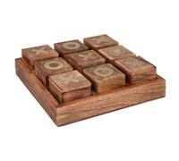 ATMOSPHERA CREATEUR D'INTERIEUR ATM-185971 Atmosphera-Objet déco Jeu de Morpion en Bois de Manguier et Laiton 23 x 23 cm, cm, Beige Moyen