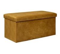 Atmosphera – Pouf pliant double Lilou en velours 76x38 cm Jaune ocre