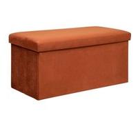 Pouf pliant double ""Lilou"" en velours 76x38cm ambre - Atmosphera createur d'interieur