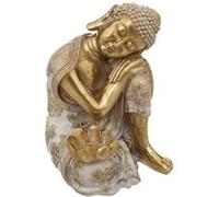 Statuette Bouddha, résine, doré, H23 cm Doré