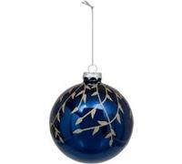 Atmosphera Créateur d'intérieur - Boule de Noël en Verre "Branche Pailletée" 10cm Bleu G