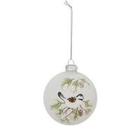 Boule de Noël en Verre ""Oiseau"" 8cm Blanc