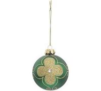 Boule de NoÃ«l Maxi Fleur Soir 8cm Vert & Or Vert