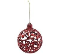 Boule de Noël Paillettes & Strass Soir 8cm Rouge Rouge