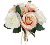 Atmosphera Créateur d'intérieur - Bouquet de Fleur 7 Roses 30cm Rose & Blanc Blanc
