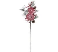 Atmosphera Créateur d'intérieur - Branche de Fleurs "2 Sucettes" 75cm Vert & Rouge