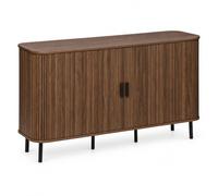 Atmosphera Créateur d'Intérieur - Buffet Colva 2 Portes Effet Bois - Meuble de Rangement 6 Cases pour Chambre, Salon, Bureau - L140 x H80,5cm (Bois foncé)