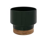 Cache-pot en pot en céramique & bambou H16cm vert foncé - Vert foncé - Atmosphera createur d'interieur