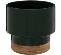 Cache-pot en pot en céramique & bambou H16cm vert foncé - Vert foncé - Atmosphera createur d'interieur