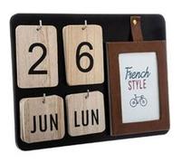 Calendrier perpétuel French style - Noir/beige/marron - L 22 x H 30 cm
