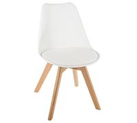 Atmosphera Créateur d'Intérieur - Chaise Baya Blanc - Plastique et Hêtre - Salle à Manger, Cuisine, Bureau, Salon - Confortable Coussin Intégré