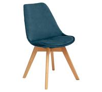 Atmosphera Créateur d'Intérieur - Chaise Baya Bleu Canard - Velours et Hêtre - Salle à Manger, Cuisine, Bureau, Salon - Confortable Coussin Intégré