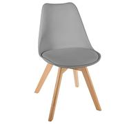 Atmosphera Créateur d'Intérieur - Chaise Baya Gris - Plastique et Hêtre - Salle à Manger, Cuisine, Bureau, Salon - Confortable Coussin Intégré