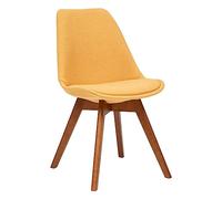 Atmosphera Créateur d'Intérieur - Chaise Baya Rétro Jaune Ocre - Tissu et Hêtre - Salle à Manger, Cuisine, Bureau, Salon - Confortable Coussin Intégré