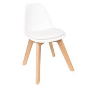 Atmosphera Créateur d'Intérieur - Chaise Enfant Baya Blanc - Plastique et Hêtre - Salle à Manger, Chambre, Bureau, Salon - Confortable Coussin Intégré