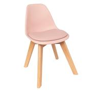Atmosphera Créateur d'Intérieur - Chaise Enfant Baya Rose - Plastique et Hêtre - Salle à Manger, Chambre, Bureau, Salon - Confortable Coussin Intégré
