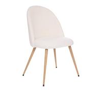 Atmosphera – Chaise Slano – Bouclette blanc, pieds effet bois clair, coussin intégré