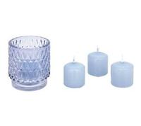 Atmosphera - Coffret photophore et 4 bougies oudy 7x8cm violet