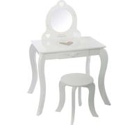 Atmosphera Créateur d'intérieur Coiffeuse plateau MDF verre blanc 91 cm x 71,5 cm x 51 cm